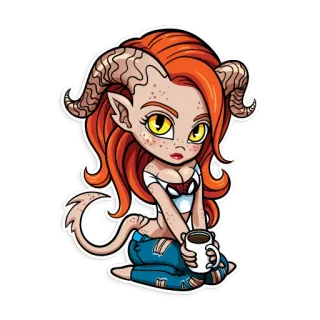 🕷 demonio, chica, café, monstruo, anime, dibujos animados telegram sticker