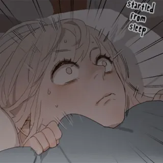 ✖️ startled from sleep anime, startled, sleep, character, woman, girl, eyes wide telegram sticker