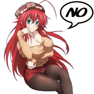 👎 NO anime, menina, cabelo ruivo, não, balão de fala telegram sticker