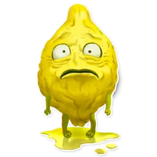 ☹ limão, fruta, triste, desenho animado, azedo, amarelo telegram sticker