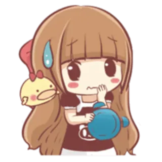 😥 Cartoon, Anime, Chibi, Mädchen, Süß, Schweiß, Luftballon telegram sticker