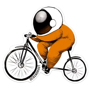 🚴 OCOSMONAUT astronaut, bike, cycling, outer space, cosmonaut, illustration, space travel whatsapp sticker