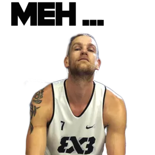 😑 Basketbal, Atleet, Sport, Speler, Shirt, Tatoeage, Man telegram sticker