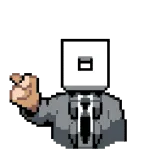 💍 픽셀 아트, 남자, 정장, 가운데 손가락, 불쾌한 몸짓 telegram sticker