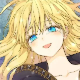 🪜 anime, manga, chica, sonriendo, pelo rubio, ojos azules telegram sticker