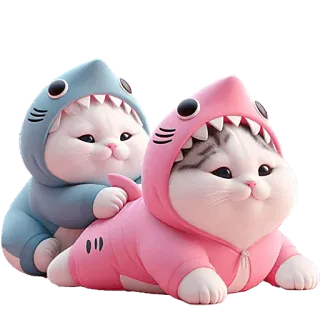 🥰 kot, rekin, słodki, kociak, zwierzę, zwierzę domowe, kreskówka telegram sticker