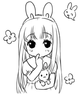 😳 动漫, 兔子, 女孩, 可爱, 卡哇伊, 卡通 telegram sticker