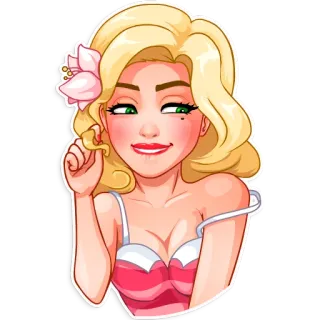 ☺️ blonde, woman, pink, flower, portrait, sticker telegram sticker