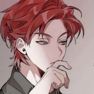 🗑 anime, manga, red hair, earring, male, cartoon, portrait telegram sticker
