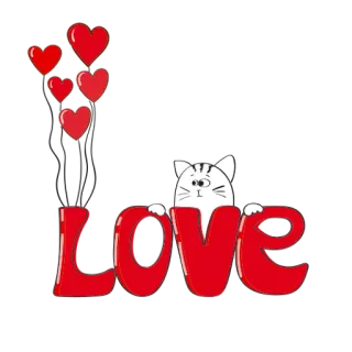 💋 Love amore, cuori, gatto, cartoni animati, San Valentino, romantico whatsapp sticker