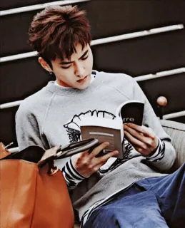 📖 person, lesen, buch, pullover, tasche, lässig telegram sticker