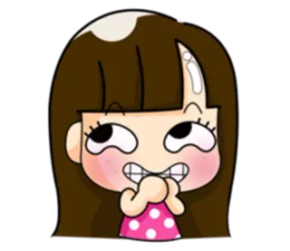 🌝 cartoon, girl, cute, face, happy, funny whatsapp sticker
