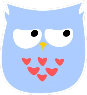 😒 coruja, desenho animado, adesivo, fofo, animal, coração whatsapp sticker