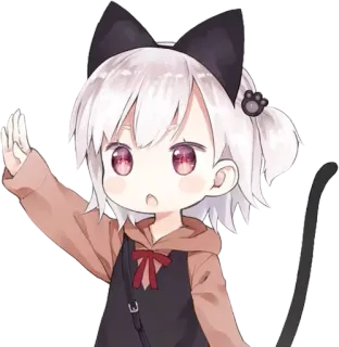 ✋ Anime, Kocia dziewczyna, Neko, Słodkie, Kawaii, Kreskówka telegram sticker