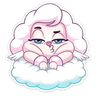 😘 ангел, мультфильм, облако, милый, стикер, кавай, поцелуй whatsapp sticker