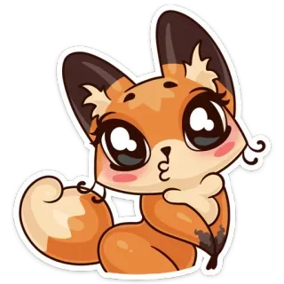 ☺️ volpe, animale, carino, kawaii, adesivo, cartone animato telegram sticker