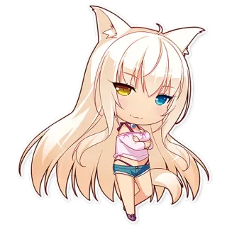 😏 anime, chibi, neko, girl, kawaii, catgirl whatsapp sticker