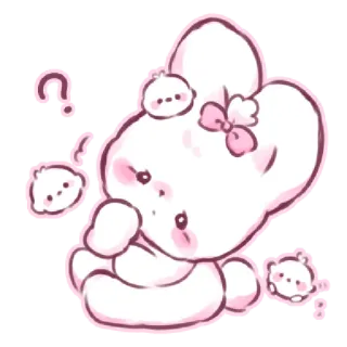 😳 귀여운, 카와이, 토끼, 질문, 사랑스러운, 만화, 치비 telegram sticker