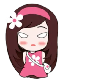 😠 卡通, 女孩, 可爱, 花, 卡哇伊, 裙子 whatsapp sticker