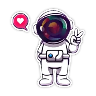 🙂 astronaute, espace, paix, amour, sticker, dessin animé, casque telegram sticker