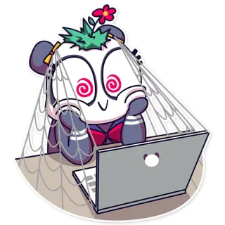 💻 Панда, Ноутбук, Компьютер, Паутина, Мультфильм, Милый, Каваий whatsapp sticker