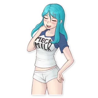 🐮 MEGA MILK Anime, Vrouw, Melk, Vrouwelijk, Leuk, Cartoon, Meisje telegram sticker