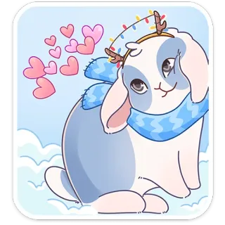 🥰 kelinci, hewan, imut, kartun, stiker, liburan, musim dingin, rusa, syal telegram sticker