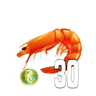 🦐 30 camarón, mariscos, número 30, comida, real telegram sticker