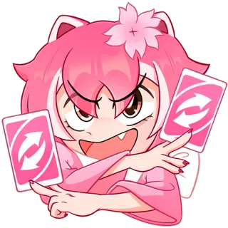 🔃 anime girl, uno reverse, gaming, kawaii, cute, pink, sticker telegram sticker