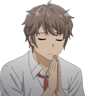 🙏 Anime, Gebet, Traurig, Sakuta, Azusagawa telegram sticker