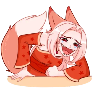 😂 gadis rubah, anime, kartun, menangis telegram sticker