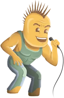 🎤 Punk, Zanger, Microfoon, Cartoon, Personage, Rockster telegram sticker