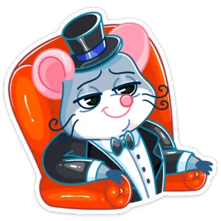 😎 rato, smoking, cartola, animal, desenho animado, antropomórfico whatsapp sticker