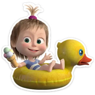 🍦 Masha Masha and the Bear Cartone animato, Gelato, Anatra, Costume da bagno, Galleggiante, Masha e Orso telegram sticker