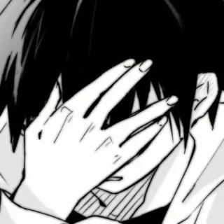 🗞 Anime, Mangá, Triste, Chateado, Preto e branco, Facepalm telegram sticker