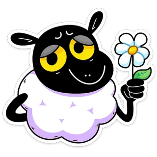 🌼 schaap, cartoon, bloem, dier, schattig, wol, madeliefje whatsapp sticker