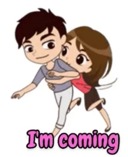 😉 I'm coming couple, cartoon, romance, love, relationship telegram sticker
