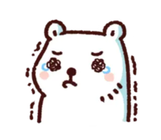 😢 urso, chorando, triste, emocional, desenho animado, fofo, branco, choroso whatsapp sticker