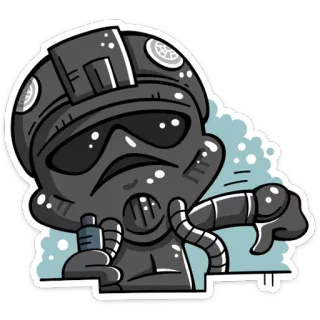 👎 Dessin animé, Personnage, Espace, Casque, Pouce vers le bas, Autocollant telegram sticker