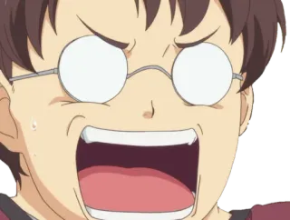 ☹️ anime, cartone animato, uomo, faccia, occhiali, scioccato, urlante telegram sticker
