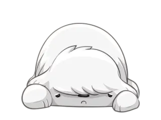 😞 verdrietig, wit, vlek, dier, schattig telegram sticker