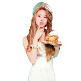 🎂 wanita, panekuk, makanan, potret, orang, gadis telegram sticker