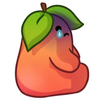 😢 sad, pear, fruit, cute, cartoon, crying telegram sticker