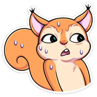 😓 esquilo, desenho animado, suando, nervoso, laranja, animal telegram sticker