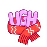😒 UGH ugh, écharpe, expression, ennuyé, rose, rouge telegram sticker