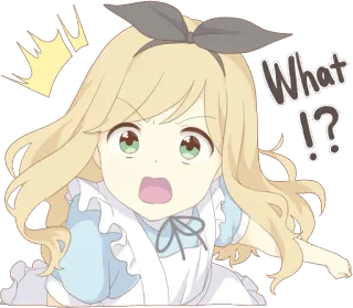 ⁉️ What !? garota anime, fofo, adesivo, loira, coroa, pergunta, expressão telegram sticker
