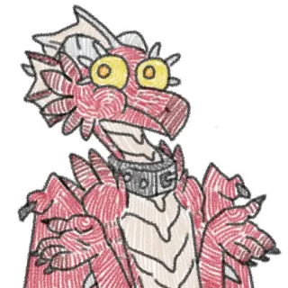 🙃 naga, monster, kartun, fantasi, makhluk, hewan telegram sticker