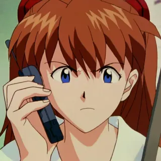📞 Asuka Langley Soryu Neon Genesis Evangelion anime, Asuka, Evangelion, character, telephone, girl telegram sticker