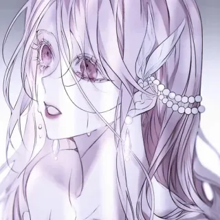 🍥 эльф, аниме, фэнтези, плачущий, плач, жемчуг, портрет, женщина telegram sticker