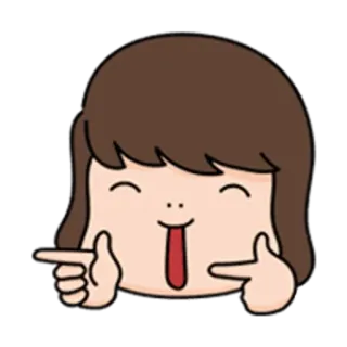 🐼 卡通, 女孩, 开心, 指着 telegram sticker